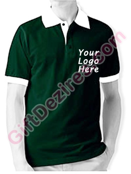 Designer Hunter Green and White Color Logo Custom T Shirts